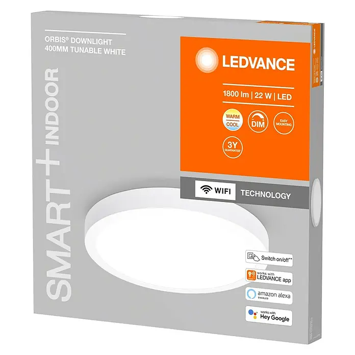 Ledvance LED-Deckenleuchte - 22 W, Mehrfarbig - Diagonale Ansicht