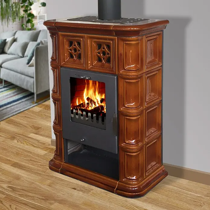 Domofire Kamin na drva Bonn II - 7 kW, Zlatno smeđa - Živopisni prikaz