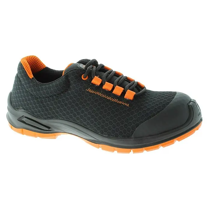Zapatos de seguridad Hebe - Negro/Naranja, 46, S1P - Vista de perfil derecho