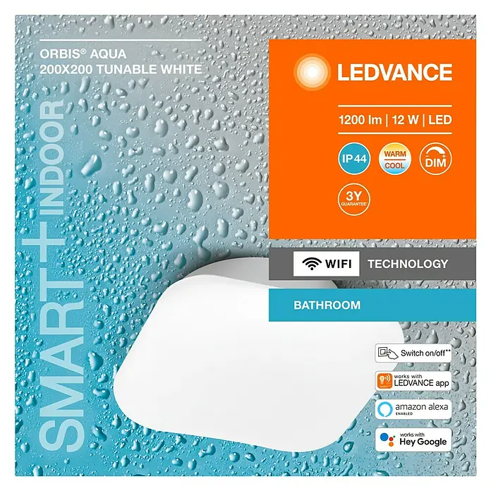 Ledvance LED-Wandleuchte - 12 W, L x B x H: 20 x 20 x 9,4 cm, Weiß, Mehrfarbig - Vorderansicht