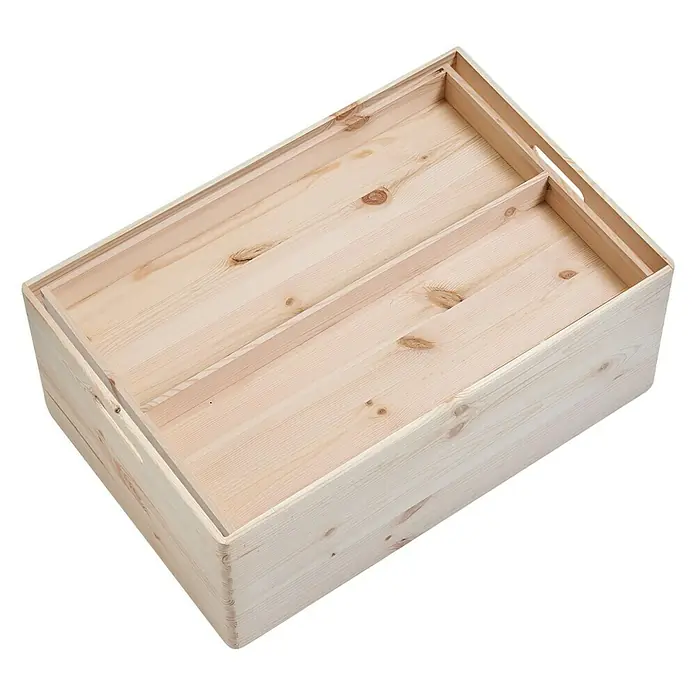 Zeller Stapelbox - L x B x H: 60 x 40 x 24 cm, XL, Nadelholz - Diagonale Ansicht