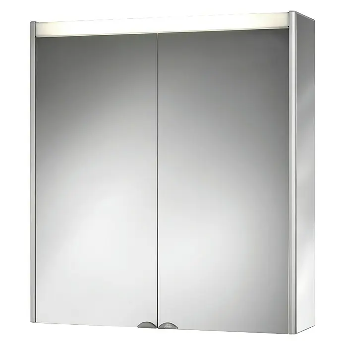 Jokey Spiegelschrank DekorAlu - B x H: 65,4 x 72 cm, Mit Beleuchtung, Aluminium, Farblos - Rechte Seitenansicht