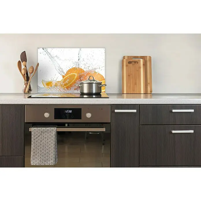 CUCINE Küchenrückwand - Orange Splash, 60 x 40 cm, Stärke: 6 mm, Einscheibensicherheitsglas (ESG) - Vorderansicht