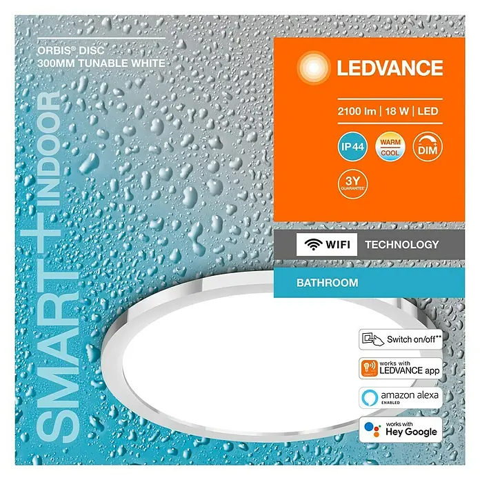 Ledvance LED-Deckenleuchte rund - 18 W, Ø x H: 30 x 4,7 cm, Silber, Mehrfarbig - Vorderansicht
