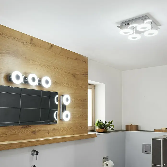 Ledvance LED-Deckenleuchte - 26 W, L x B x H: 30 x 30 x 9,3 cm, Silber, Mehrfarbig - Bildausschnitt