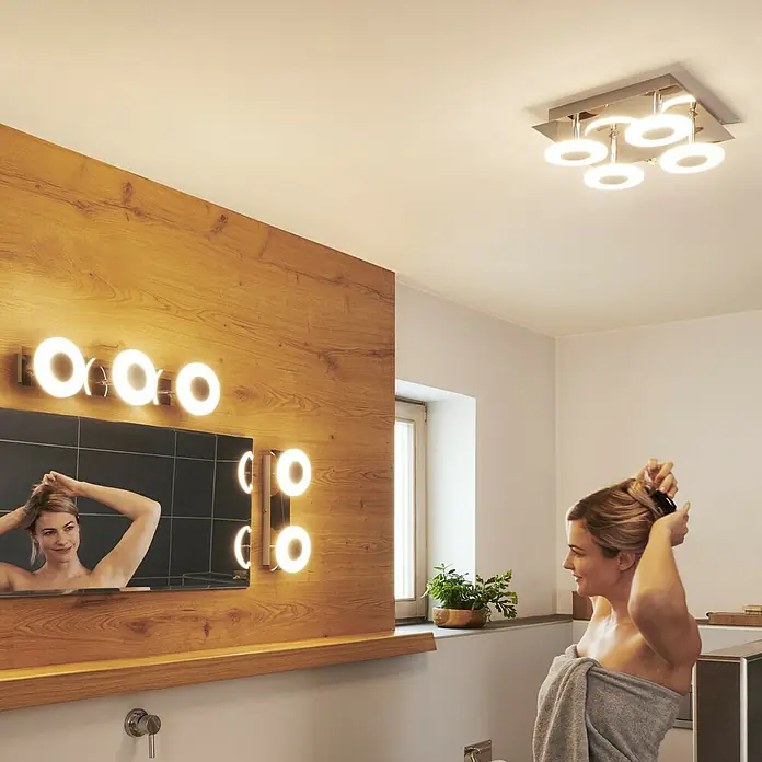Ledvance LED-Deckenleuchte - 26 W, L x B x H: 30 x 30 x 9,3 cm, Silber, Mehrfarbig - Bildausschnitt