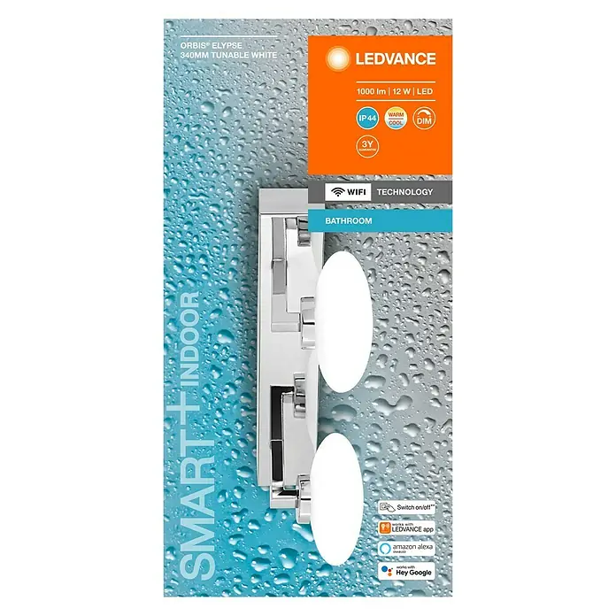Ledvance LED-Wandleuchte - 12 W, L x B x H: 34 x 8,8 x 16,6 cm, Silber, Mehrfarbig, 1 Stk. - Vorderansicht
