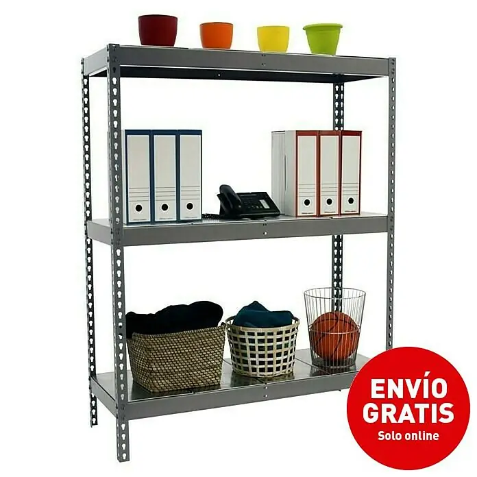 Simonrack Simonforte Estantería para cargas pesadas Metal - L x An x Al: 90 x 180 x 200 cm, Capacidad de carga: 600 kg/balda, Número de baldas: 3 ud., Gris - Imagen de campaña