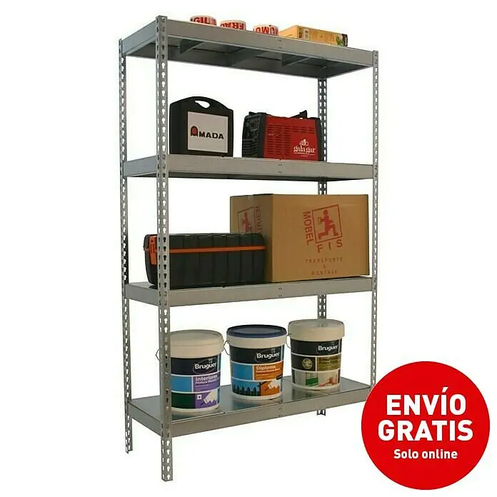 Simonrack Simonforte Estantería para cargas pesadas Metal - L x An x Al: 45 x 210 x 200 cm, Capacidad de carga: 500 kg/balda, Número de baldas: 4 ud., Galvanizado - Imagen de campaña