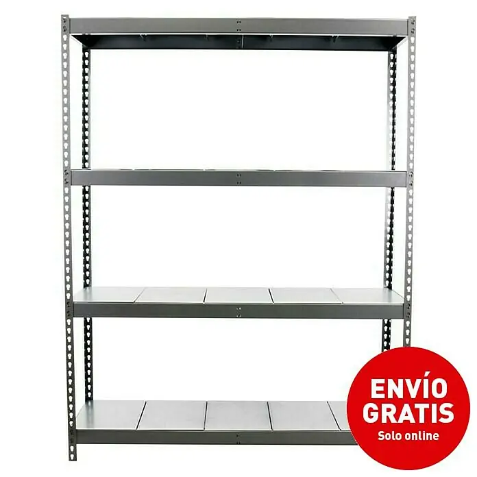Simonrack Simonforte Estantería para cargas pesadas Metal - L x An x Al: 90 x 150 x 200 cm, Capacidad de carga: 600 kg/balda, Número de baldas: 4 ud., Gris - Imagen de campaña