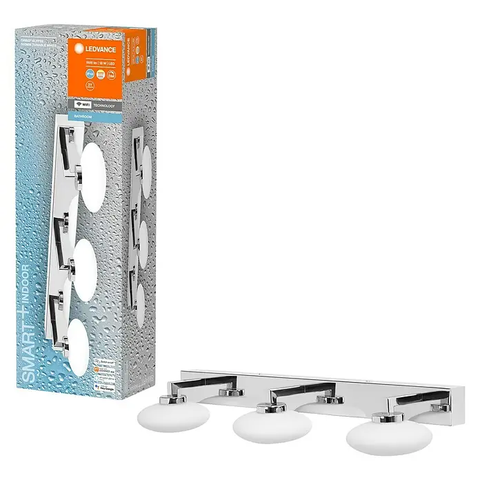 Ledvance LED-Wandleuchte - 18 W, L x B x H: 56 x 8,8 x 16,6 cm, Silber, Mehrfarbig, 1 Stk. - Diagonale Ansicht