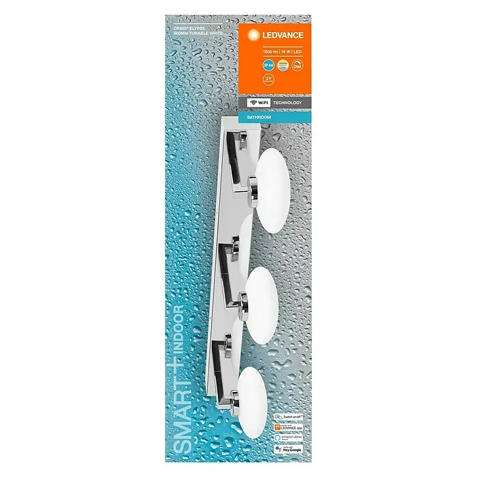 Ledvance LED-Wandleuchte - 18 W, L x B x H: 56 x 8,8 x 16,6 cm, Silber, Mehrfarbig, 1 Stk. - Vorderansicht