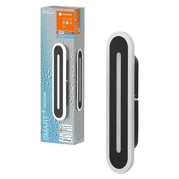 Ledvance LED-Wandleuchte - 13 W, L x B x H: 30 x 7 x 5 cm, Schwarz, Mehrfarbig - Diagonale Ansicht