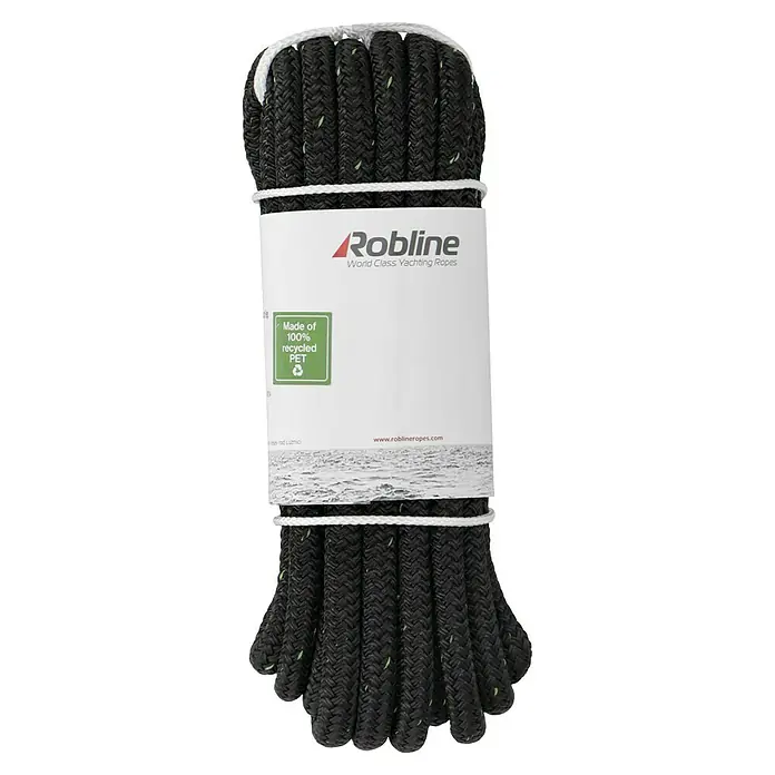 Robline Festmacherleine Rio Green - Ø x L: 10 mm x 8 m, Schwarz, Polyester - Draufsicht