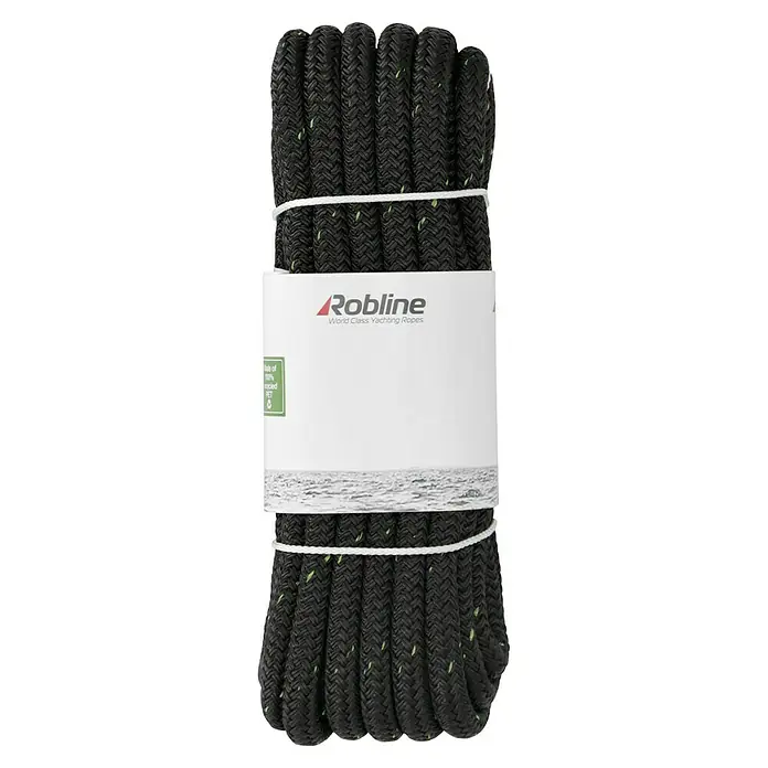 Robline Festmacherleine Rio Green - Ø x L: 12 mm x 10 m, Schwarz, Polyester - Draufsicht
