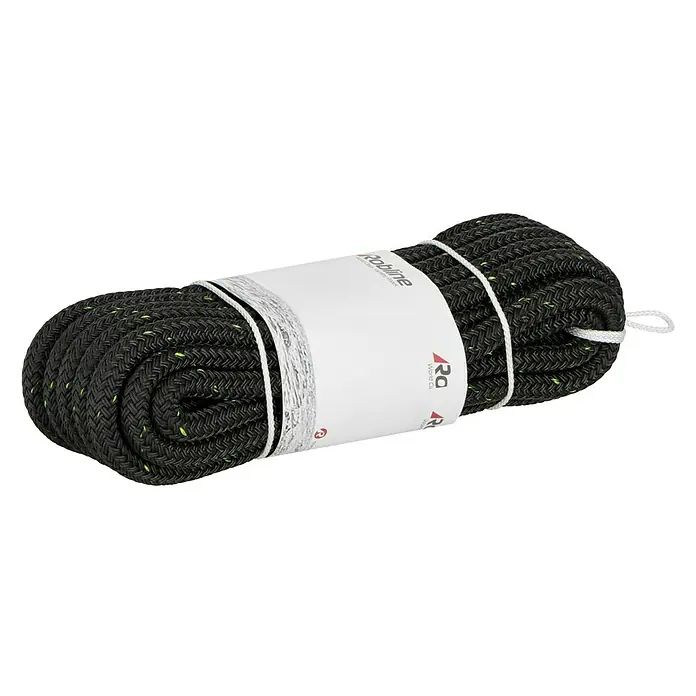 Robline Festmacherleine Rio Green - Ø x L: 12 mm x 10 m, Schwarz, Polyester - Diagonale Ansicht