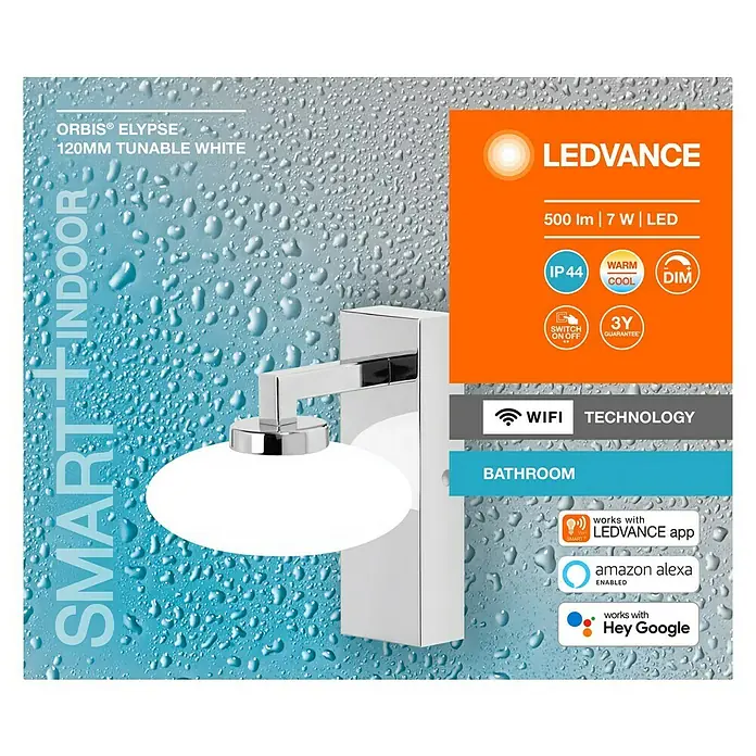 Ledvance LED-Wandleuchte - 7 W, L x B x H: 12 x 15 x 16,6 cm, Silber, Mehrfarbig, 1 Stk. - Vorderansicht