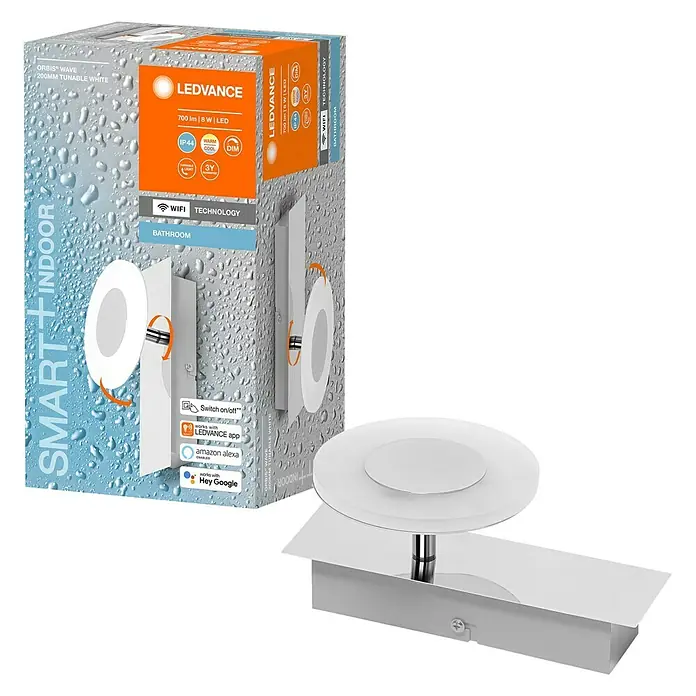 Ledvance LED-Wandstrahler - 8 W, L x B x H: 20 x 12 x 9,3 cm, Silber, Mehrfarbig, 1 Stk. - Diagonale Ansicht