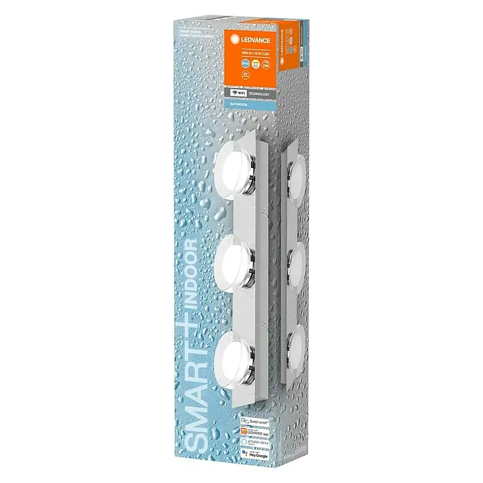 Ledvance LED-Wand- & Deckenstrahler - 18 W, L x B x H: 48 x 10 x 7,8 cm, Silber, Mehrfarbig, 1 Stk. - Diagonale Ansicht