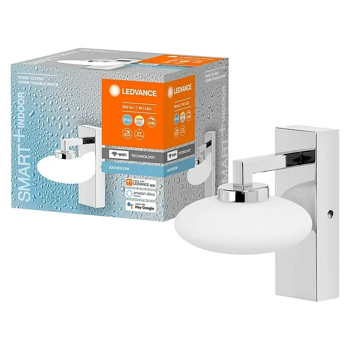 Ledvance LED-Wandleuchte - 7 W, L x B x H: 12 x 15 x 16,6 cm, Silber, Mehrfarbig, 1 Stk. - Diagonale Ansicht