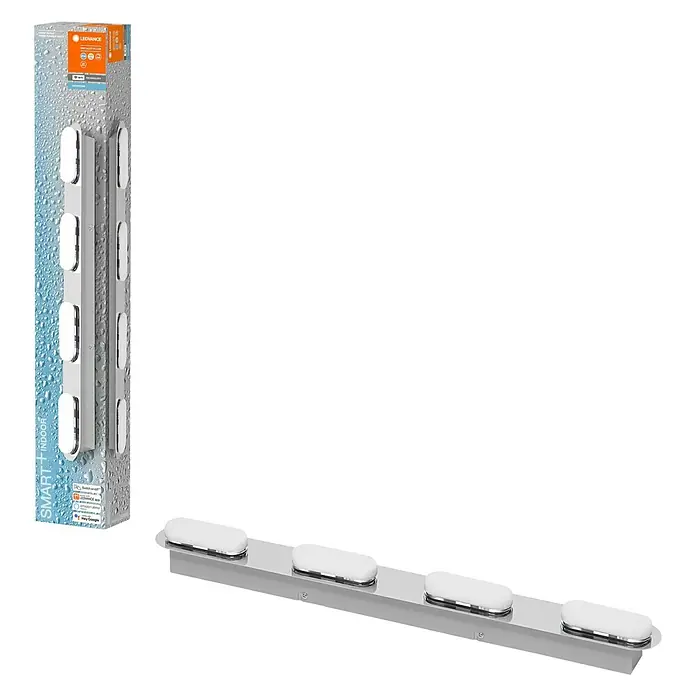 Ledvance LED-Wandstrahler - 27 W, L x B x H: 57,5 x 6 x 5,8 cm, Silber, Mehrfarbig, 1 Stk. - Diagonale Ansicht