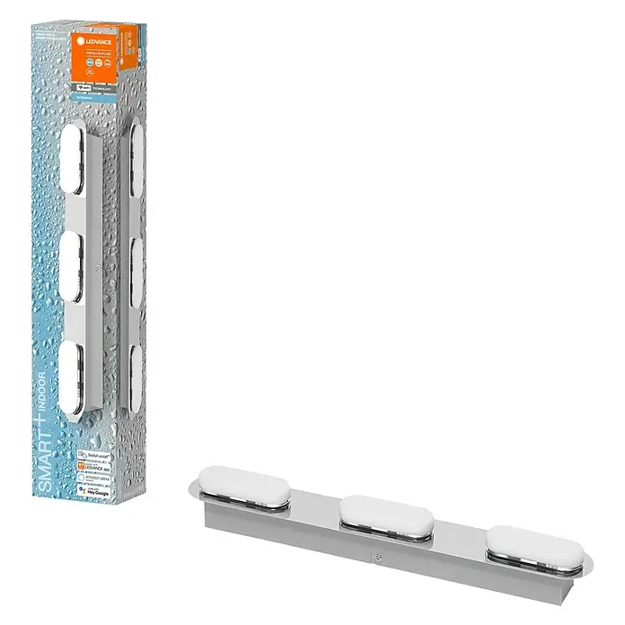 Ledvance LED-Wandstrahler - 20 W, L x B x H: 44,5 x 6 x 5,8 cm, Silber, Mehrfarbig, 1 Stk. - Diagonale Ansicht