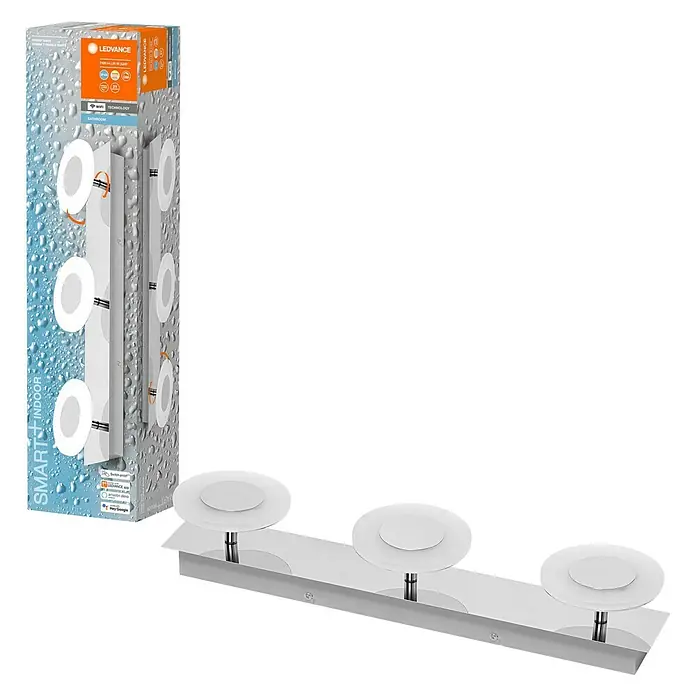 Ledvance LED-Wandstrahler - 21 W, L x B x H: 52 x 12 x 9,3 cm, Silber, Mehrfarbig, 1 Stk. - Diagonale Ansicht
