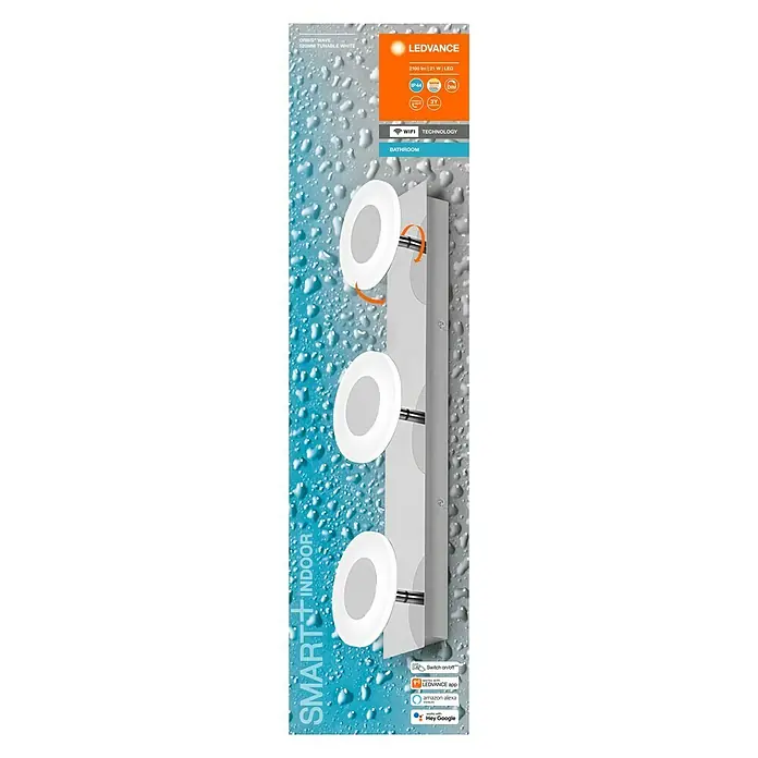 Ledvance LED-Wandstrahler - 21 W, L x B x H: 52 x 12 x 9,3 cm, Silber, Mehrfarbig, 1 Stk. - Vorderansicht