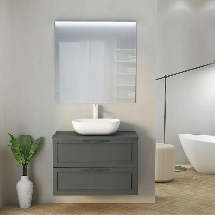 Mueble de lavabo Toja - L x An x Al: 44,9 x 80 x 54,5 cm, Antracita - Foto ambiente