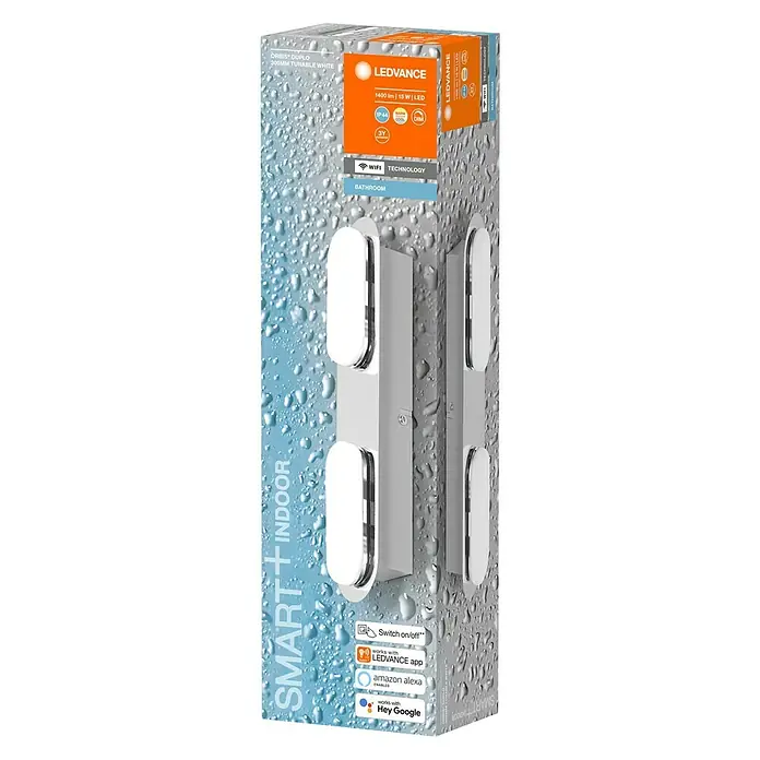 Ledvance LED-Wandstrahler - 15 W, L x B x H: 29,5 x 6 x 5,8 cm, Silber, Mehrfarbig, 1 Stk. - Diagonale Ansicht