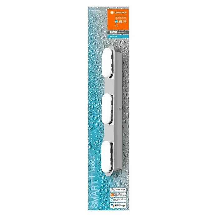 Ledvance LED-Wandstrahler - 20 W, L x B x H: 44,5 x 6 x 5,8 cm, Silber, Mehrfarbig, 1 Stk. - Diagonale Ansicht
