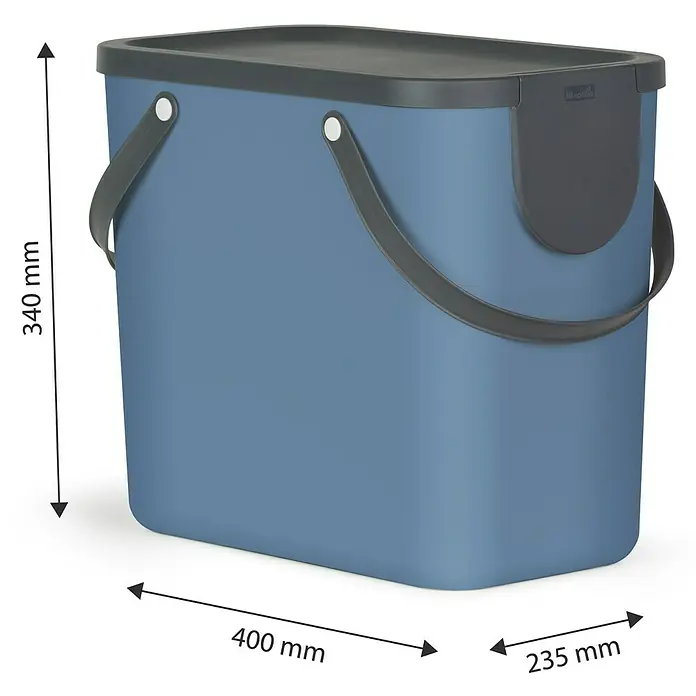Rotho Albula Mülltrennsystem - 25 l, Horizont Blau, Eckig, Kunststoff - Skizze