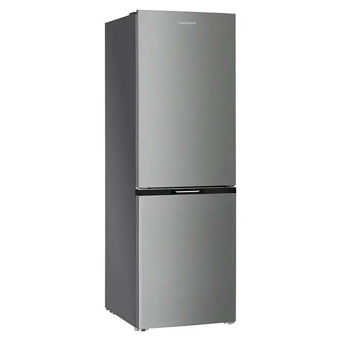 Corberó Nevera combi CCH18522EX - Contenido útil total: 327 l, 68 x 60 x 185 cm, Acero inoxidable - Vista angular