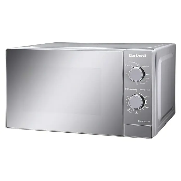 Corberó Microondas CMICM7020MIR - Potencia máx.: 1.000 W, 20 l, Gris espejo - Vista angular