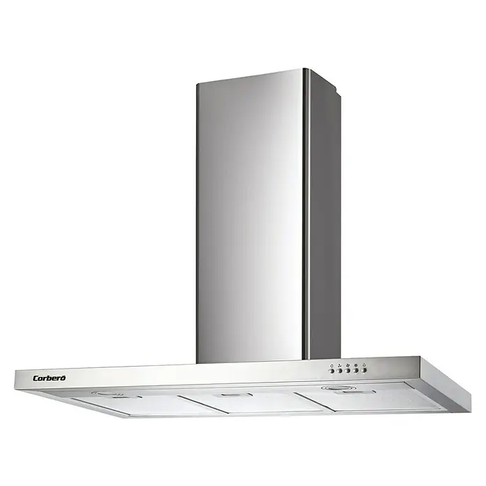 Corberó Campana de pared CCSD55090TSH - Ancho: 90 cm, Potencia de aire máx.: 550 m³/h, Plateado - Vista angular