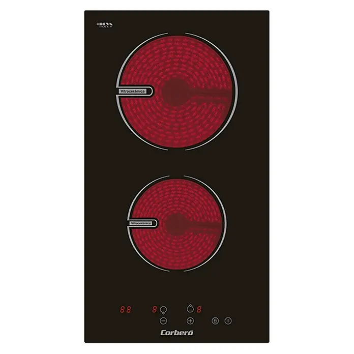 Corberó Placa de cocción vitrocerámica CCVG2902D - Zonas de cocción: 2 ud., Eléctrico, Indicador de calor residual - Vista superior