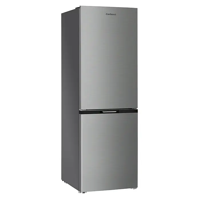Corberó Nevera combi CCH322EX - Contenido útil total: 293 l, 60 x 60 x 186 cm, Acero inoxidable - Vista angular