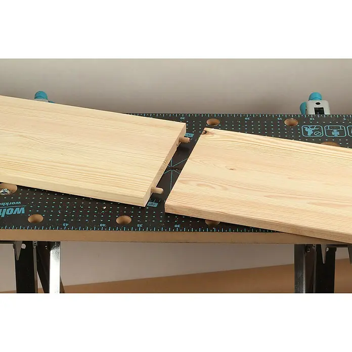 Wolfcraft Guía para espigas - Plástico, Topes integrados