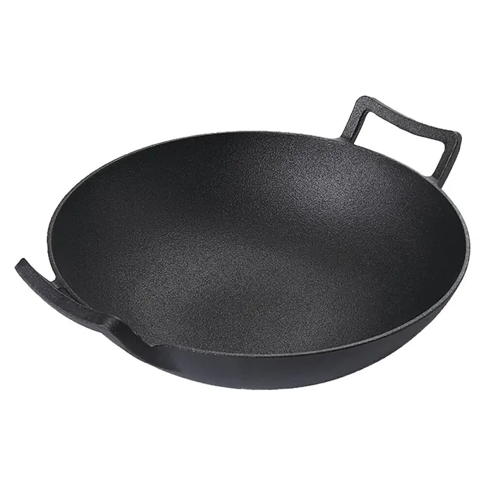 Grillwok - Ø x H: 36 x 9,8 cm, Gusseisen - Diagonale Ansicht