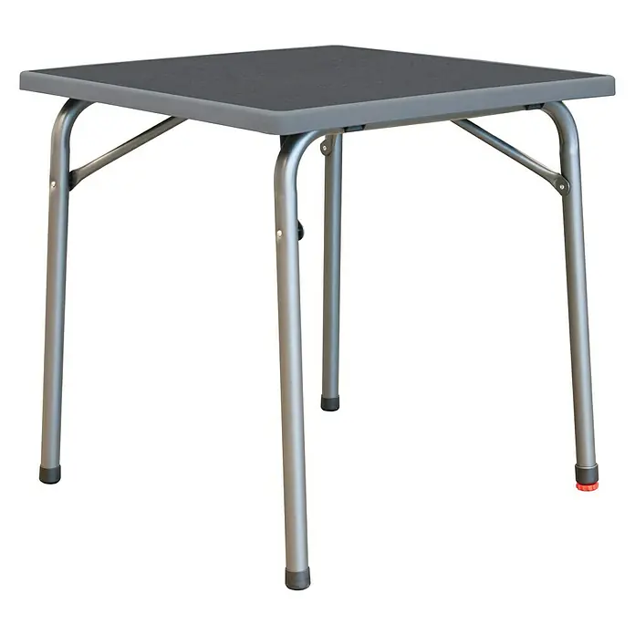 MFG Campingtisch - L x B: 70 x 70 cm, Sevelit, Schiefergrau, Silber, Klappbar - Linke Seitenansicht