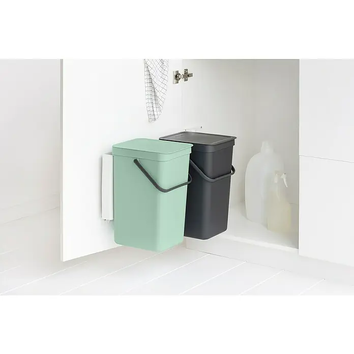 Brabantia Cubo de la basura Sort & Go - 2 x 16 l, Verde/Negro, Rectangular, Plástico - Foto ambiente