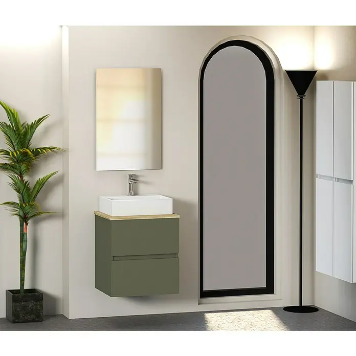Mueble de lavabo Fons - 39 x 50 x 56 cm, Musgo, Mate - Foto ambiente