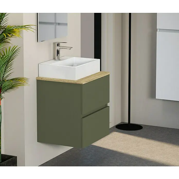 Mueble de lavabo Fons - 39 x 50 x 56 cm, Musgo, Mate - Foto ambiente
