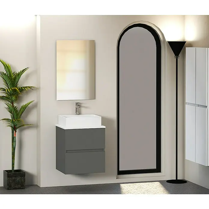 Mueble de lavabo Fons - 39 x 50 x 56 cm, Antracita, Mate - Foto ambiente