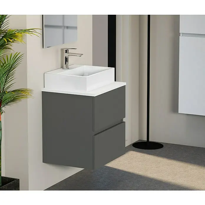 Mueble de lavabo Fons - 39 x 50 x 56 cm, Antracita, Mate - Foto ambiente