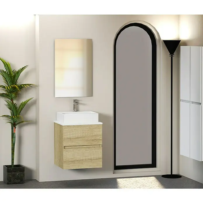 Mueble de lavabo Fons - 39 x 50 x 56 cm, Nature, Mate - Foto ambiente