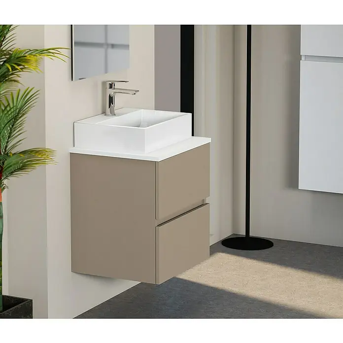 Mueble de lavabo Fons - 39 x 50 x 56 cm, Fango, Mate - Foto ambiente