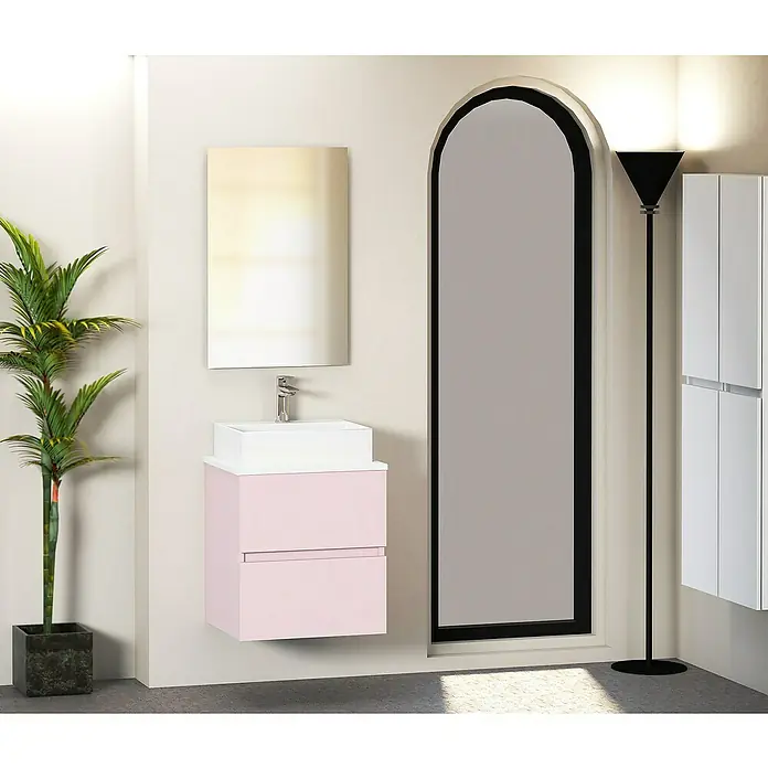 Mueble de lavabo Fons - 39 x 50 x 56 cm, Rosa, Mate - Foto ambiente