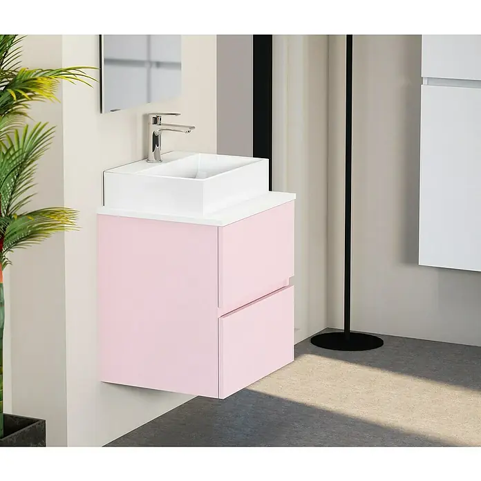 Mueble de lavabo Fons - 39 x 50 x 56 cm, Rosa, Mate - Foto ambiente