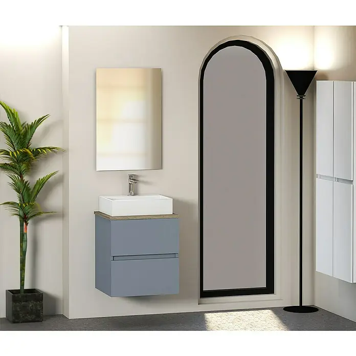 Mueble de lavabo Fons - 39 x 50 x 56 cm, Azul, Mate - Foto ambiente